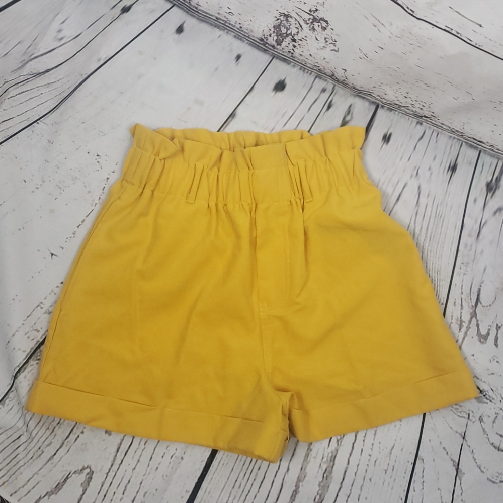 High waisted paper bag shorts